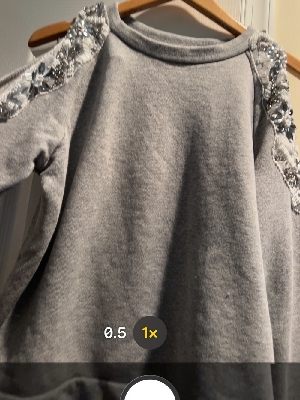 Romeo & Juliet Couture Gray Embellished Shoulder Crewneck Sweater